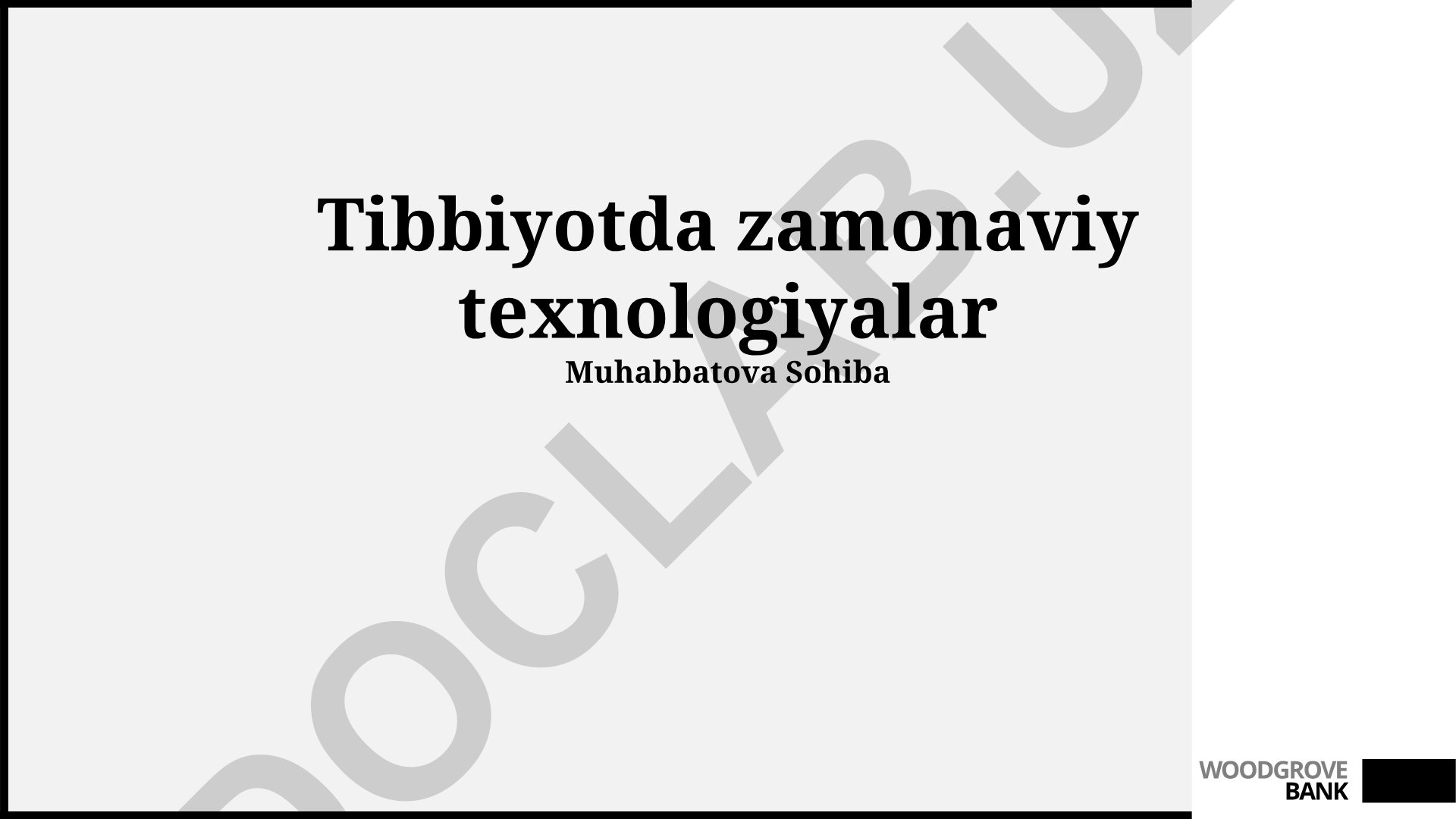 Tibbiyotda zamonaviy texnologiyalar