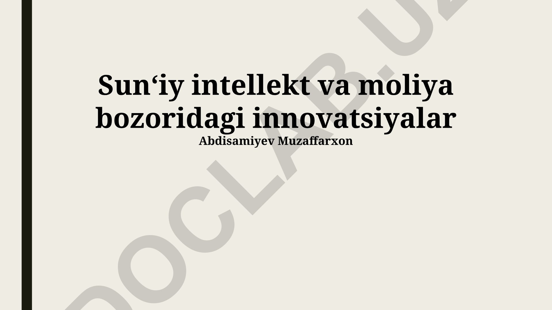 Sun‘iy intellekt va moliya bozoridagi innovatsiyalar
