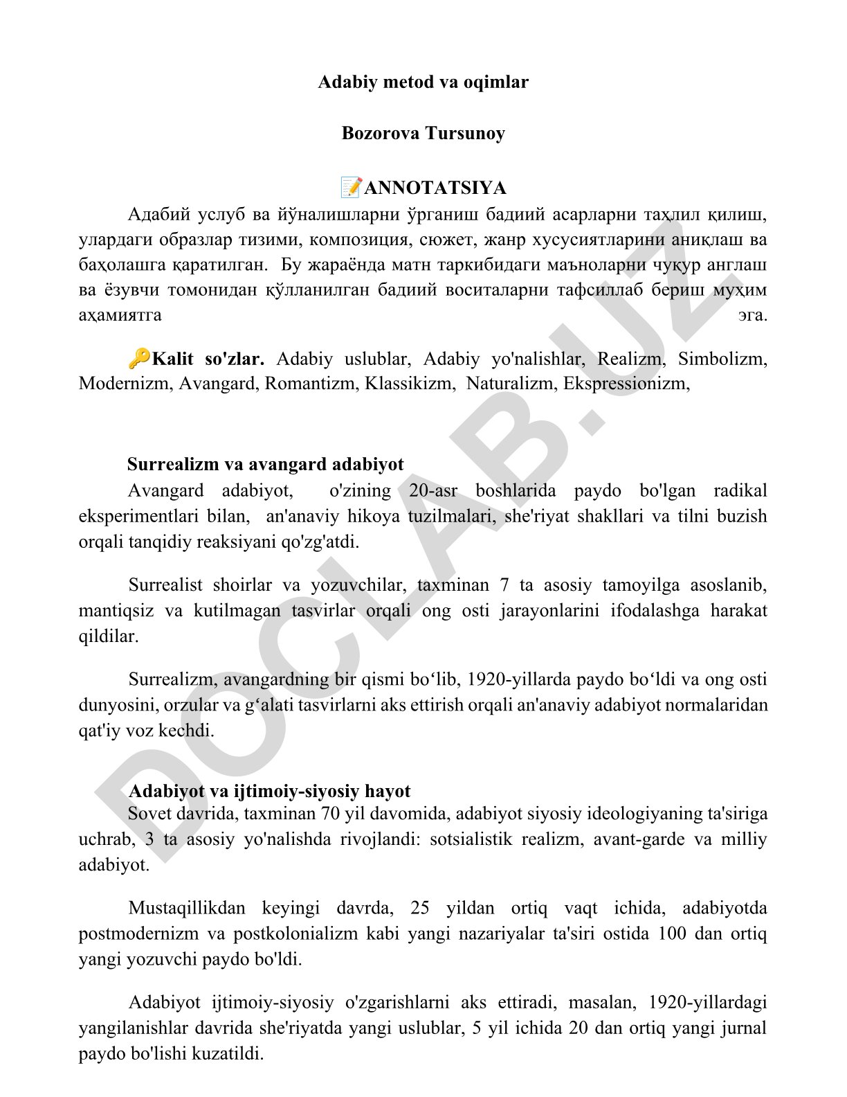 Adabiy metod va oqimlar