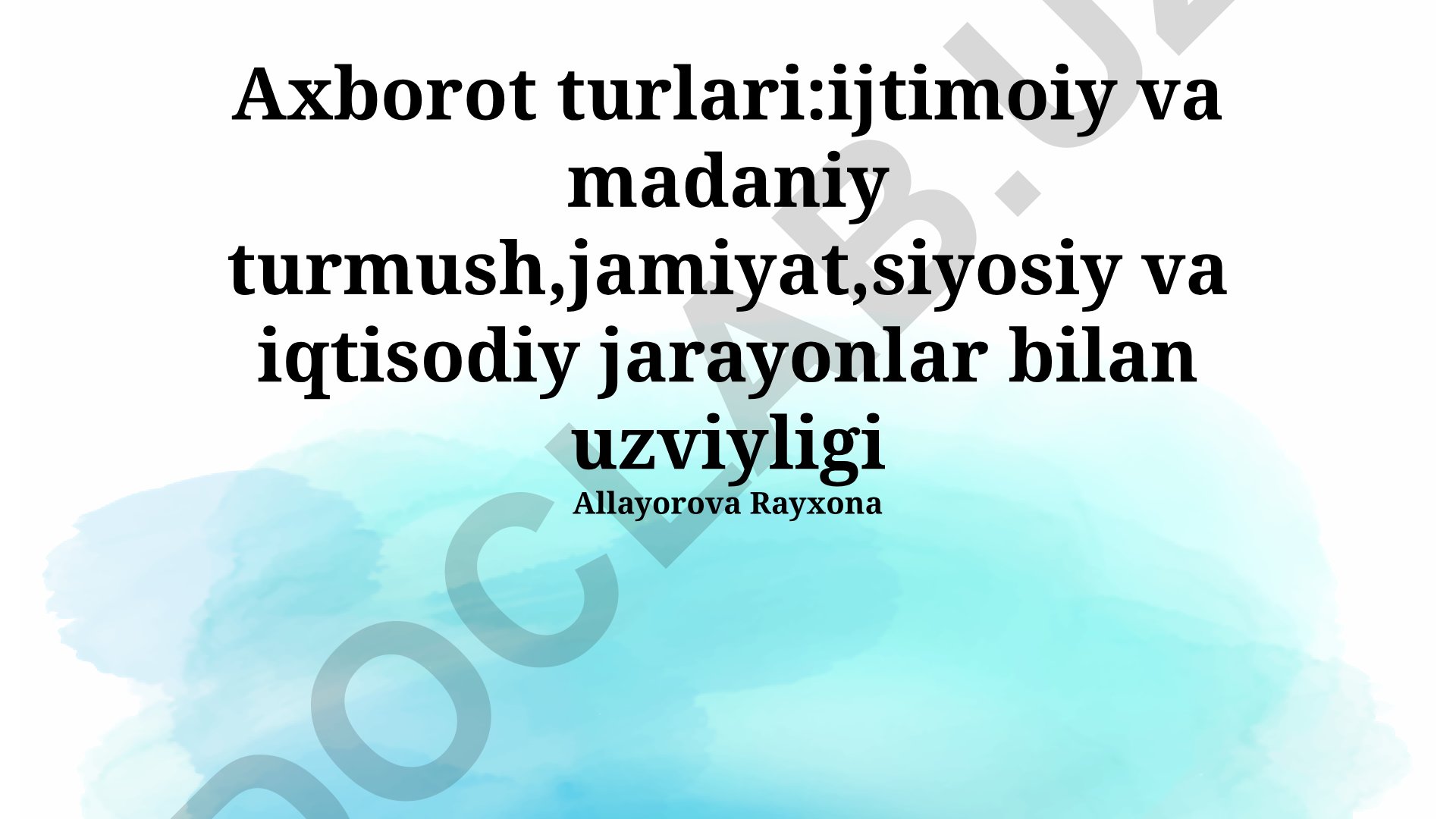 Siyosiy va iqtisodiy jarayonlar, ijtimoiy va madaniy hayot