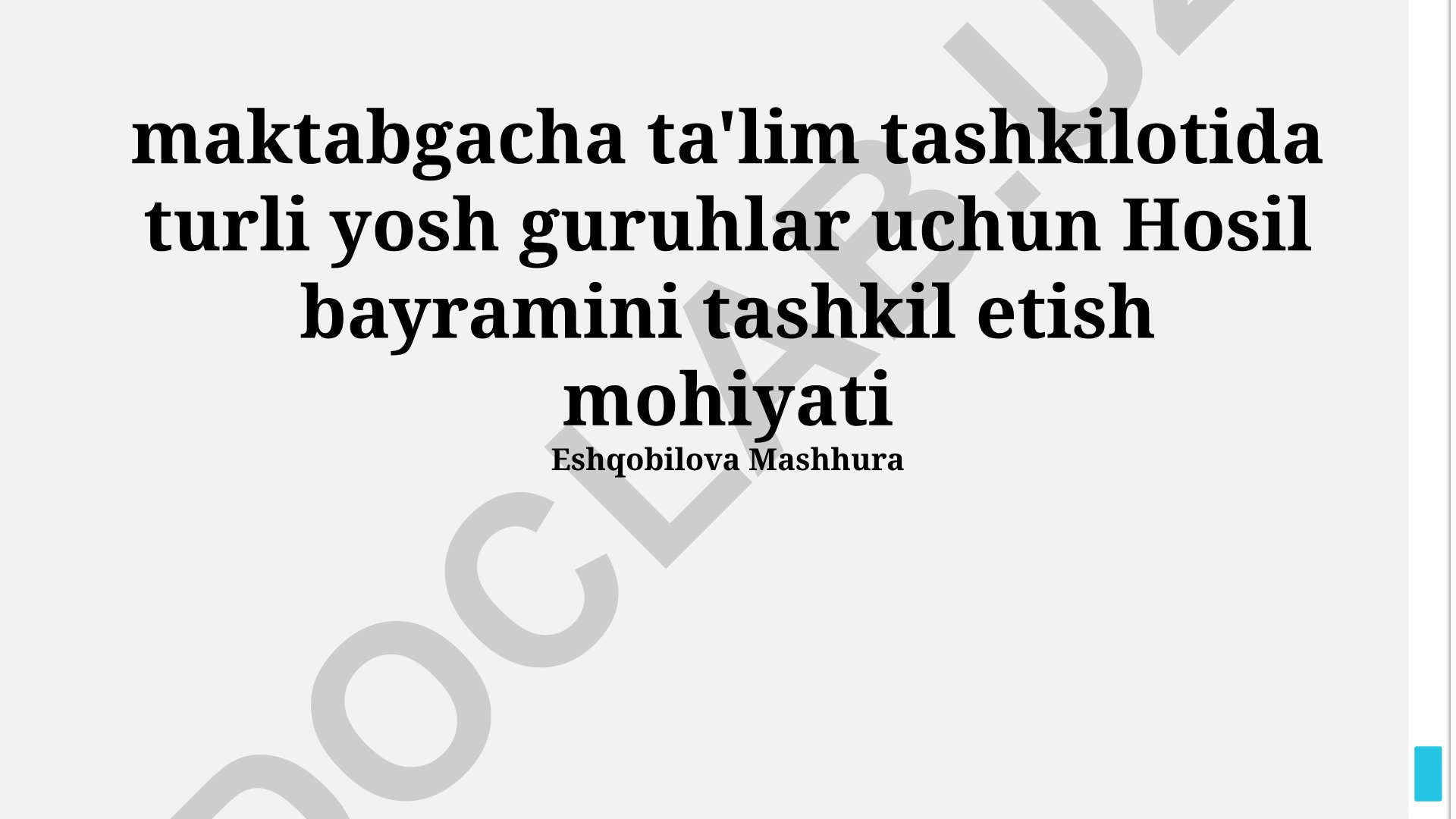 Maktabgacha ta'lim tashkilotida turli yosh guruhlar uchun Hosil bayramini tashkil etish mohiyati