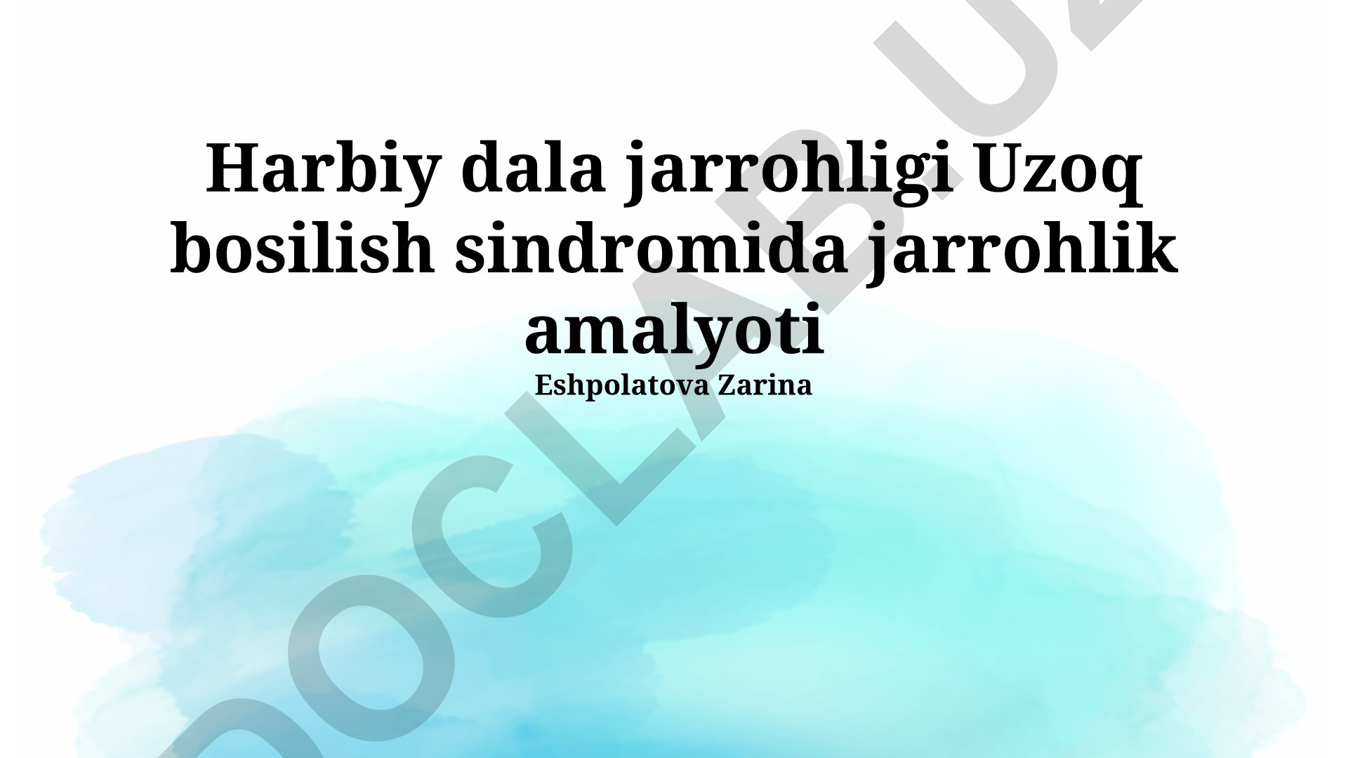 Harbiy dala jarrohligi va uzoq bosilish sindromida jarrohlik amaliyoti