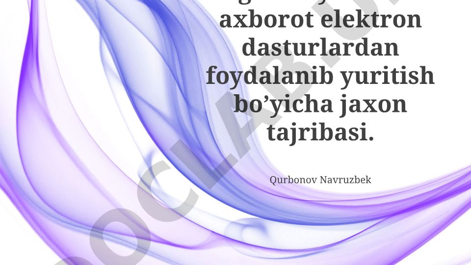 Buxgalteriya hisobini axborot elektron dasturlardan foydalanib yuritish bo'yicha jaxon tajribasi