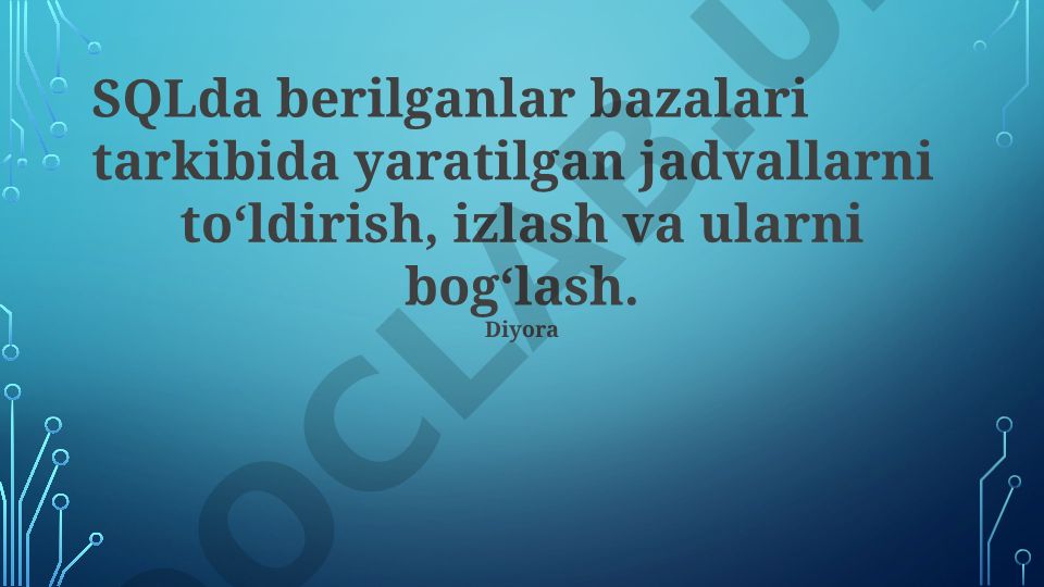 SQLda jadvallarni qidirish, birlashtirish va to'ldirish