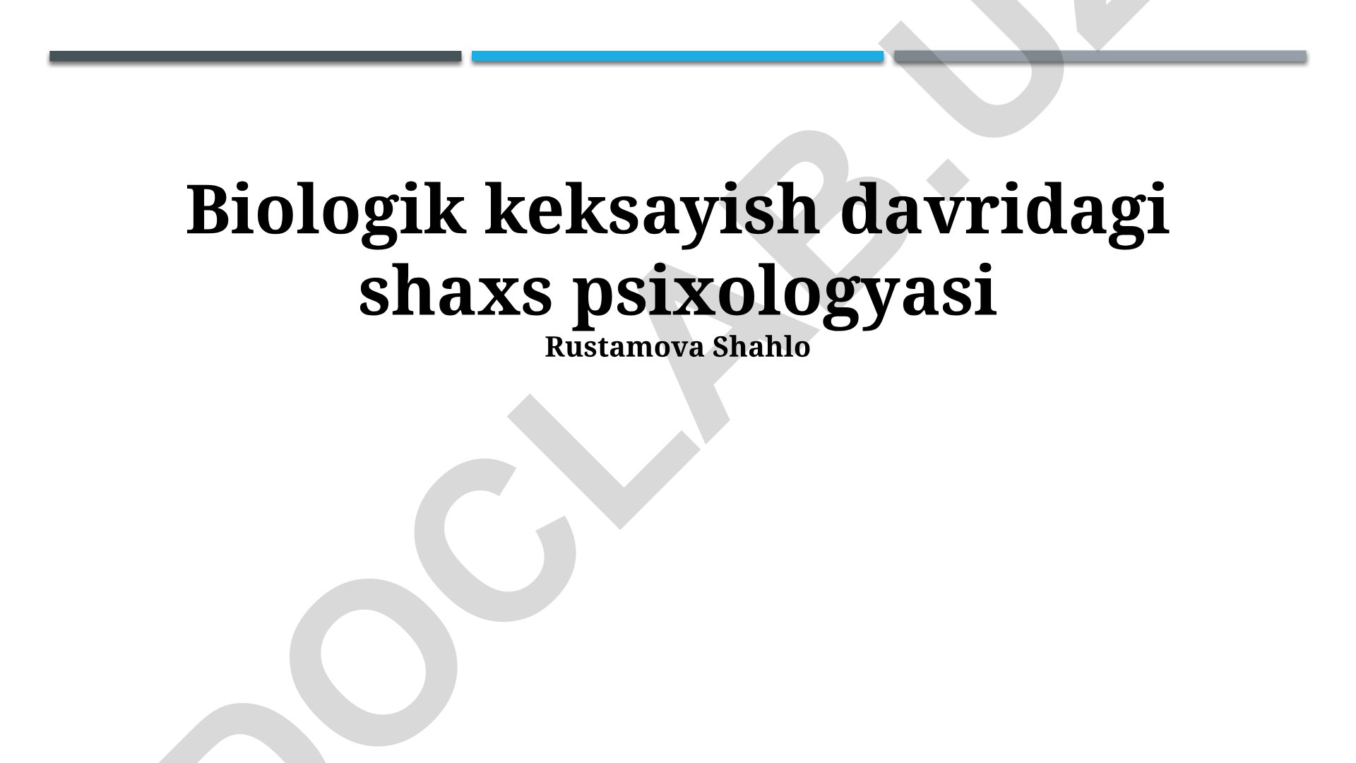 Biologik keksayish davridagi shaxs psixologiyasi