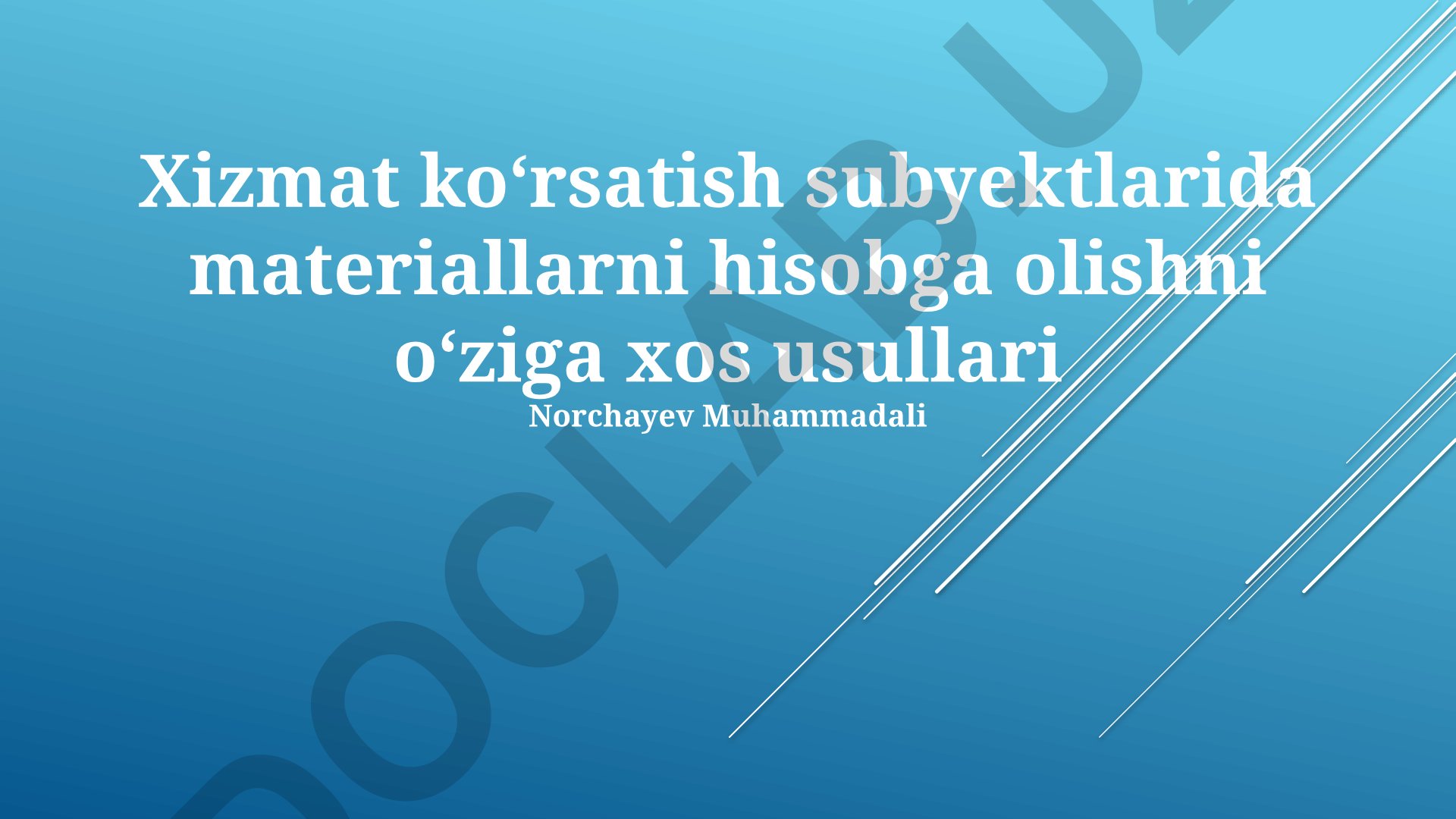 Xizmat koʻrsatish subyektlarida materiallarni hisobga olish usullari