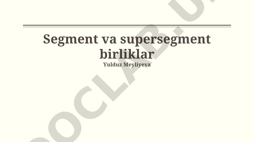 Segment va supersegment birliklar: turlari, xususiyatlari va amaliy qo'llanilishi