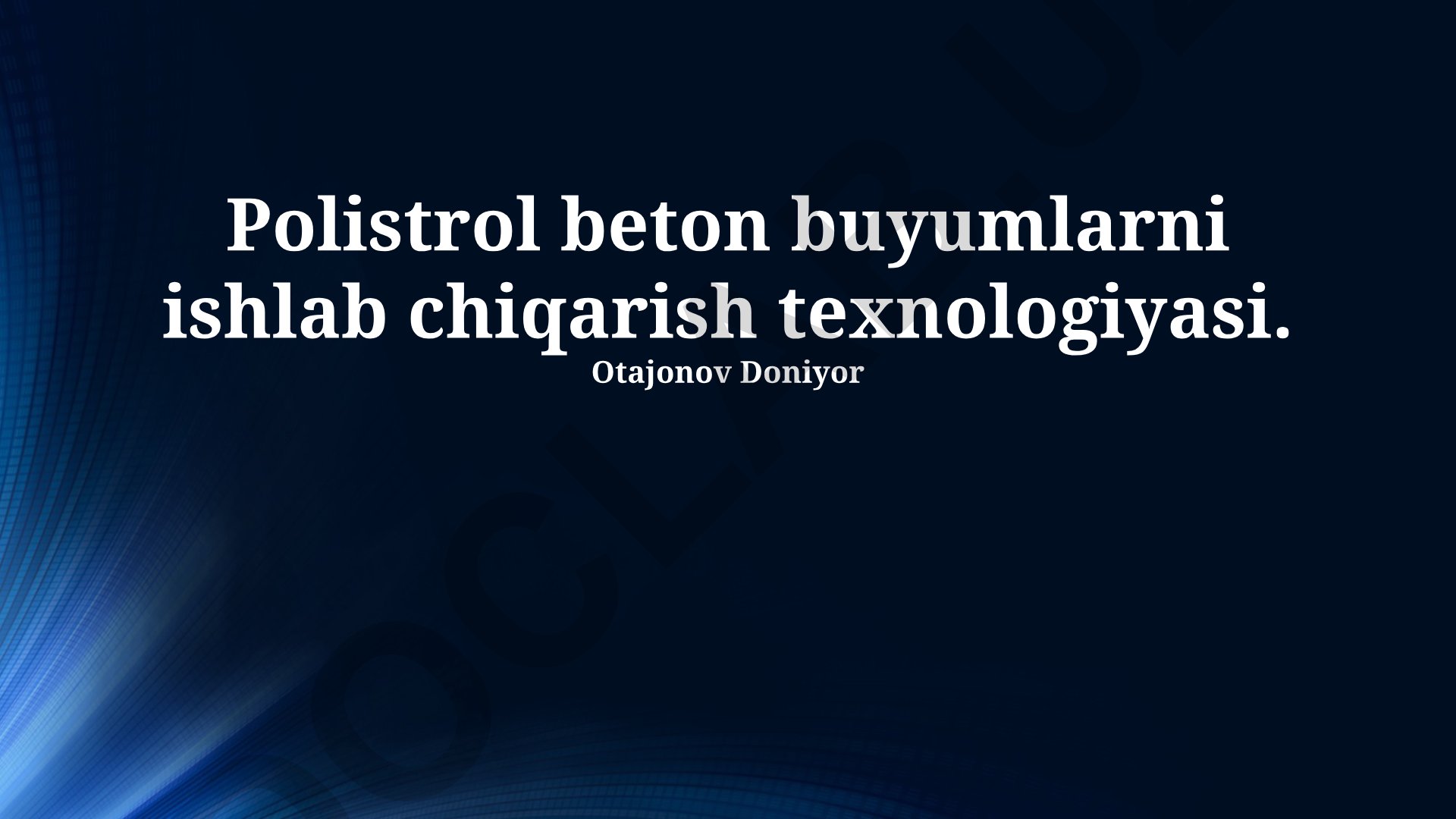Polistrol beton buyumlarni ishlab chiqarish texnologiyasi