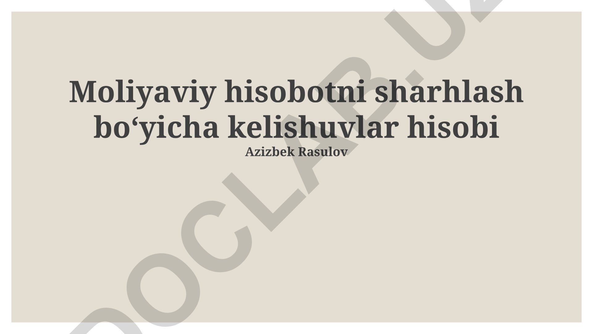 Moliyaviy hisobotni sharhlash bo'yicha kelishuvlar hisobi