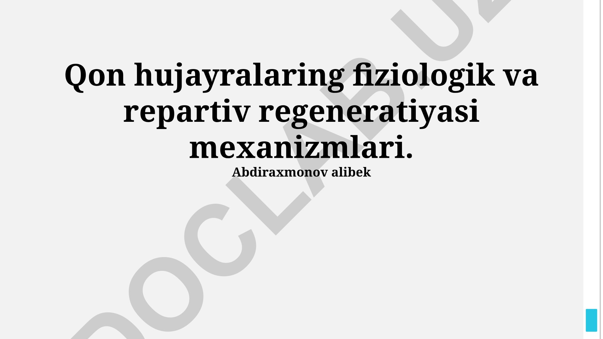 Qon hujayralarining fiziologik va reparativ regeneratsiyasi mexanizmlari