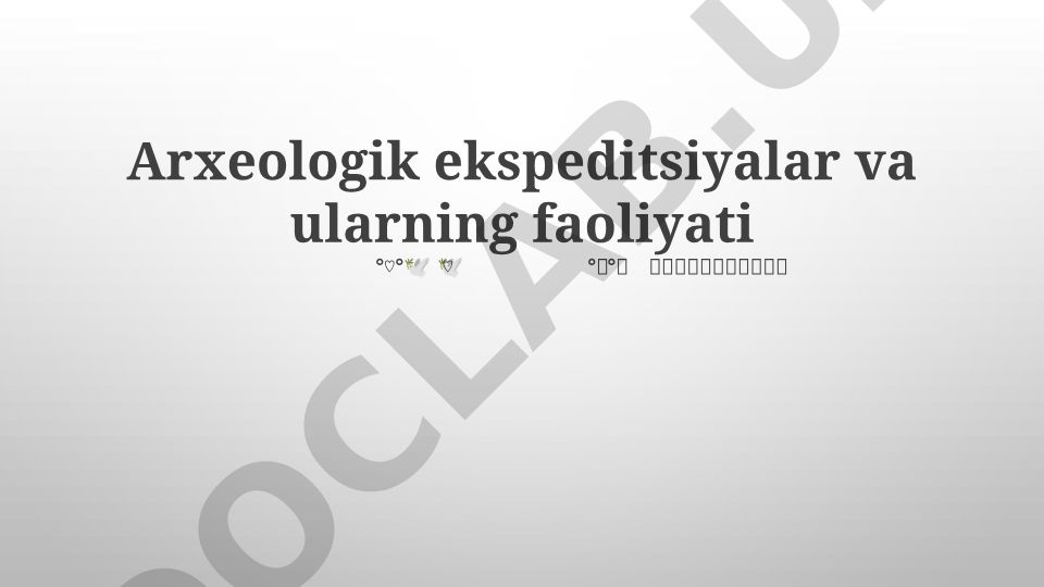 Arxeologik ekspeditsiyalar va ularning faoliyati