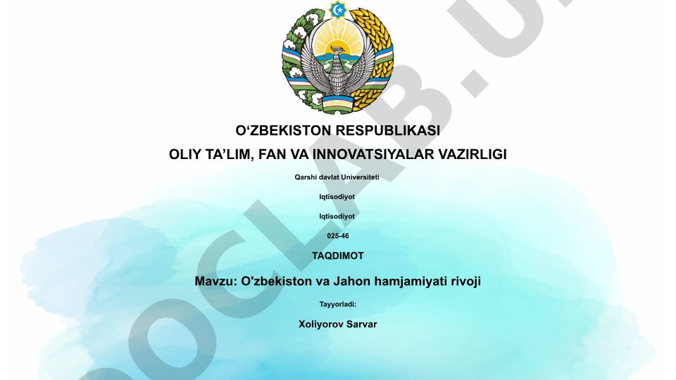 O'zbekiston va Jahon hamjamiyati rivoji