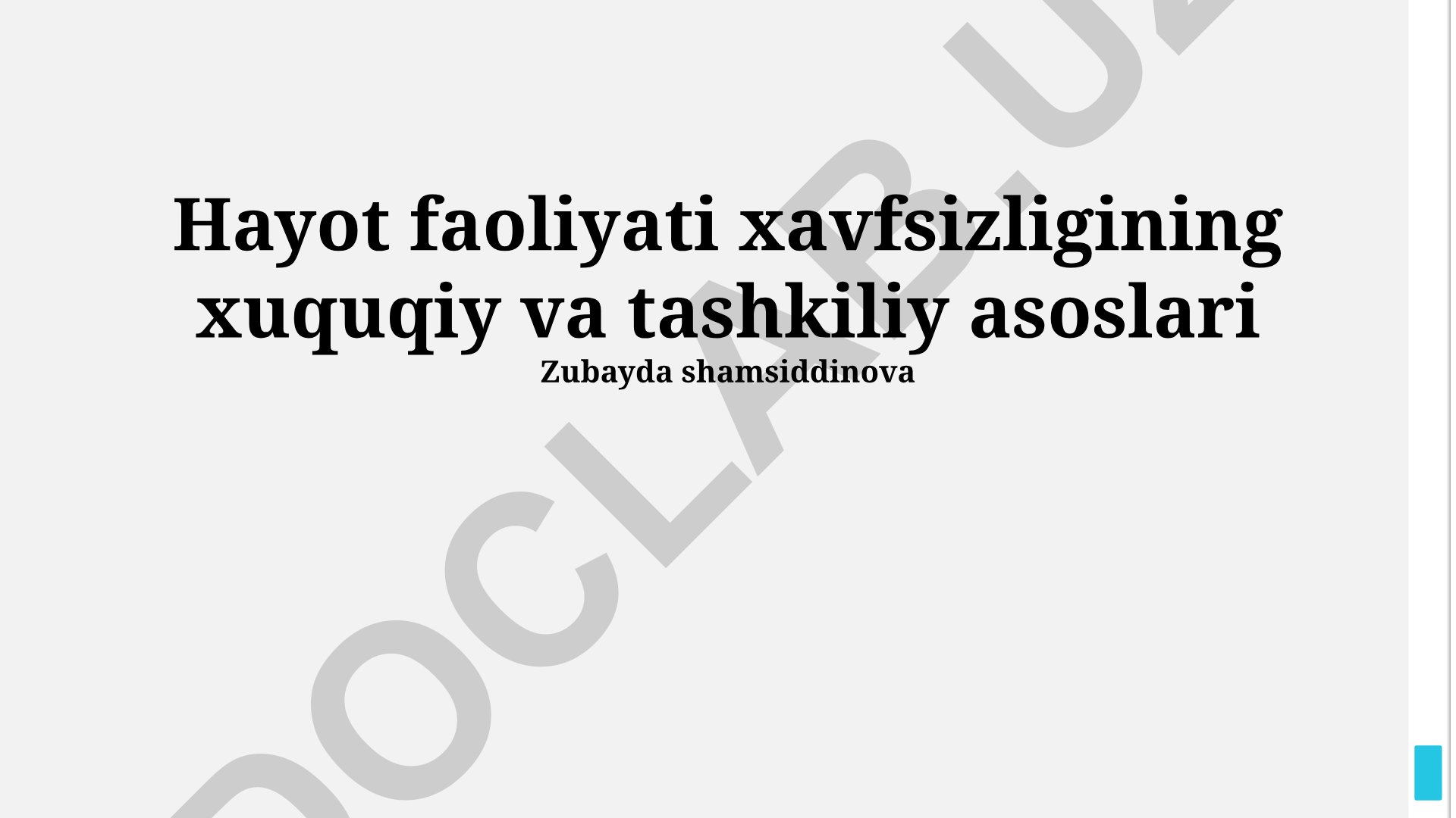 Hayot faoliyati xavfsizligining huquqiy va tashkiliy asoslari