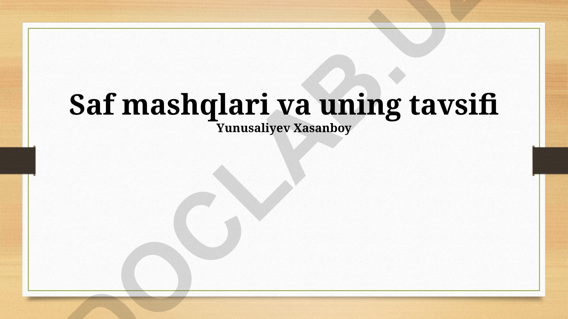 Toza mashqlar va ularni dasturga kiritish