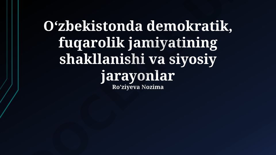 Oʻzbekistonda demokratik jamiyat va fuqarolik jamiyati shakllanishi