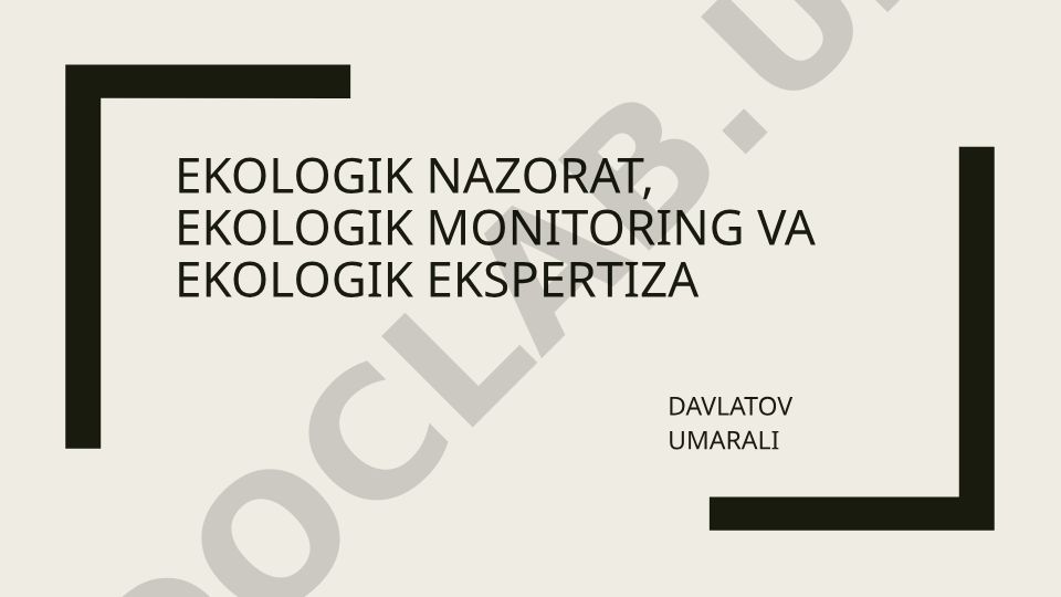 Ekologik nazorat, monitoring va ekspertiza