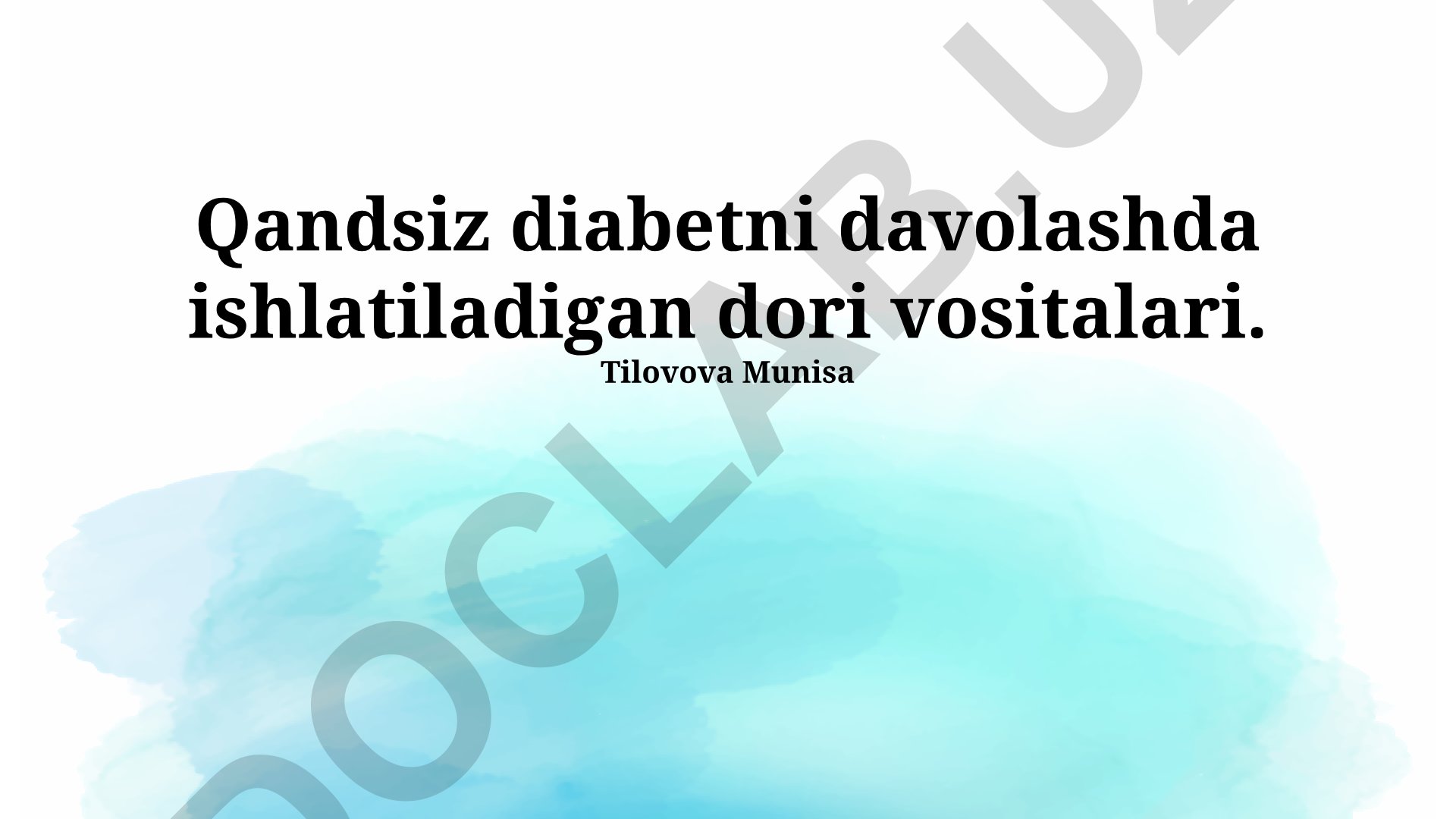 Qandsiz diabetni davolashda ishlatiladigan dori vositalari