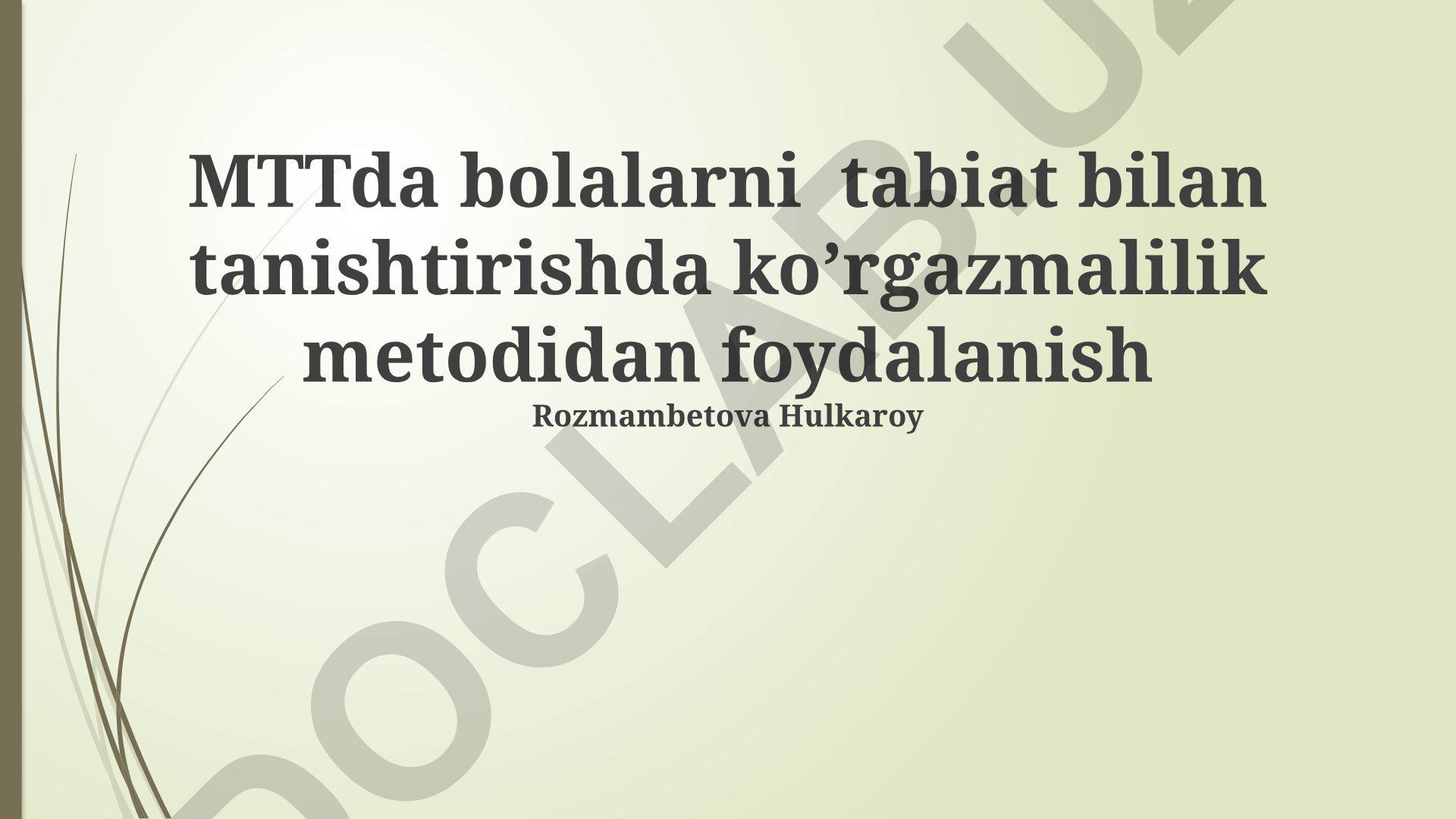 Maktabgacha yoshdagi bolalarni tabiat bilan tanishtirishda vizual usullar