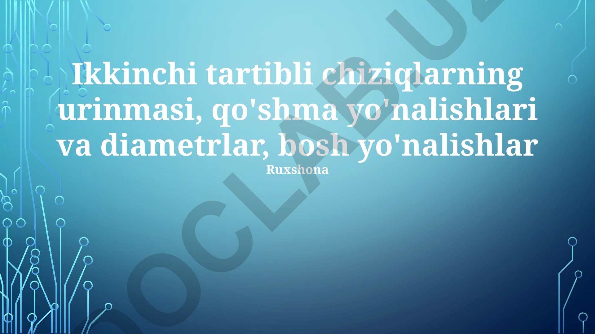 Ikkinchi tartibli chiziqlarning urinmasi, qo'shma yo'nalishlar va diametrlar