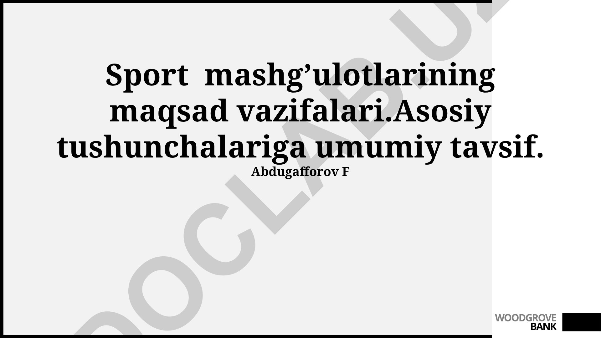 Sport mashg'ulotlarining maqsad vazifalari va asosiy tushunchalar