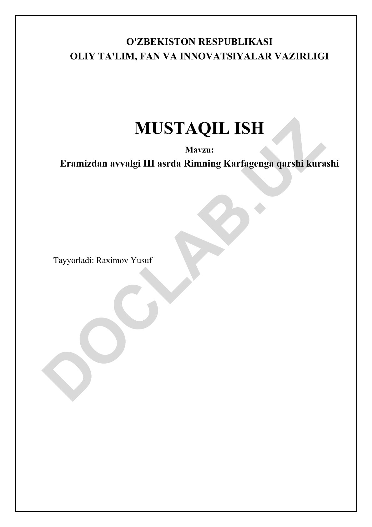Eramizdan avvalgi III asrda Rimning Karfagenga qarshi kurashi