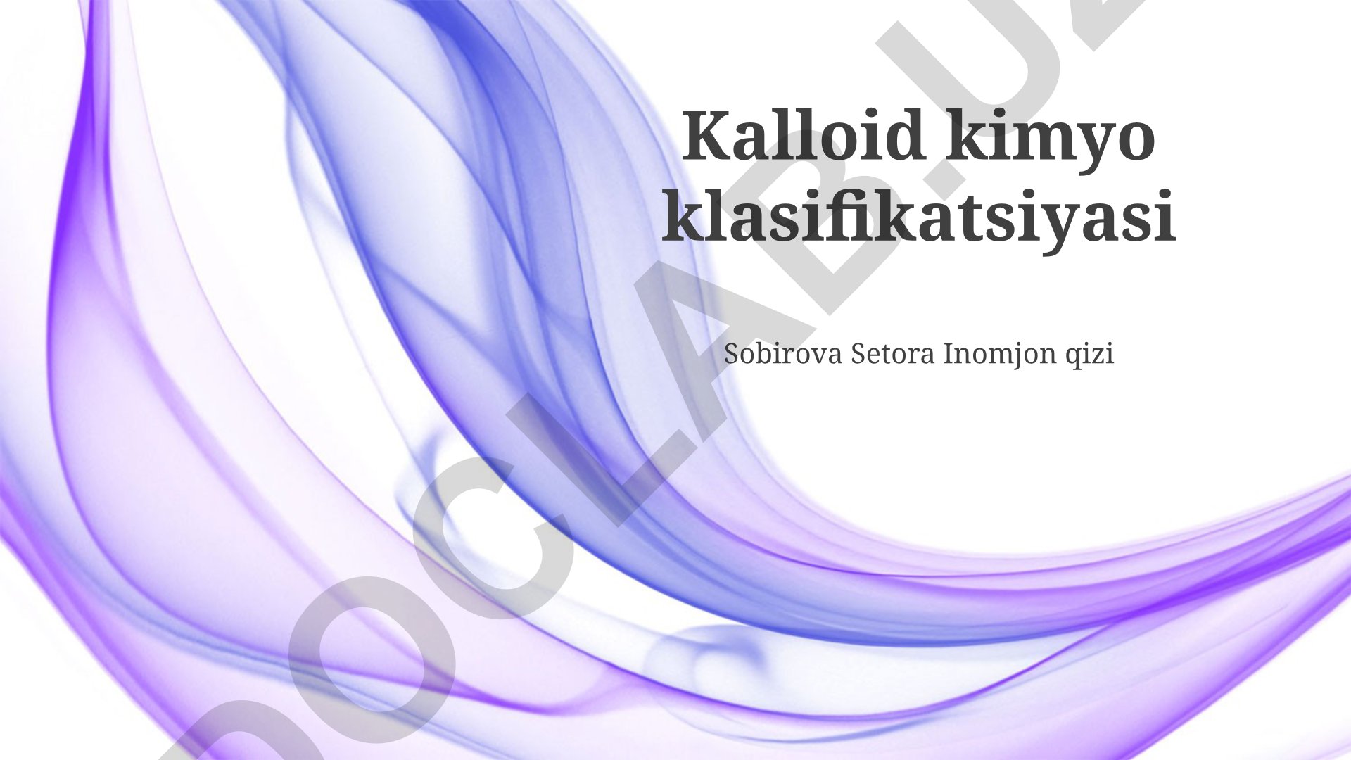 Kolloid kimyo klassifikatsiyasi va tayyorlash usullari