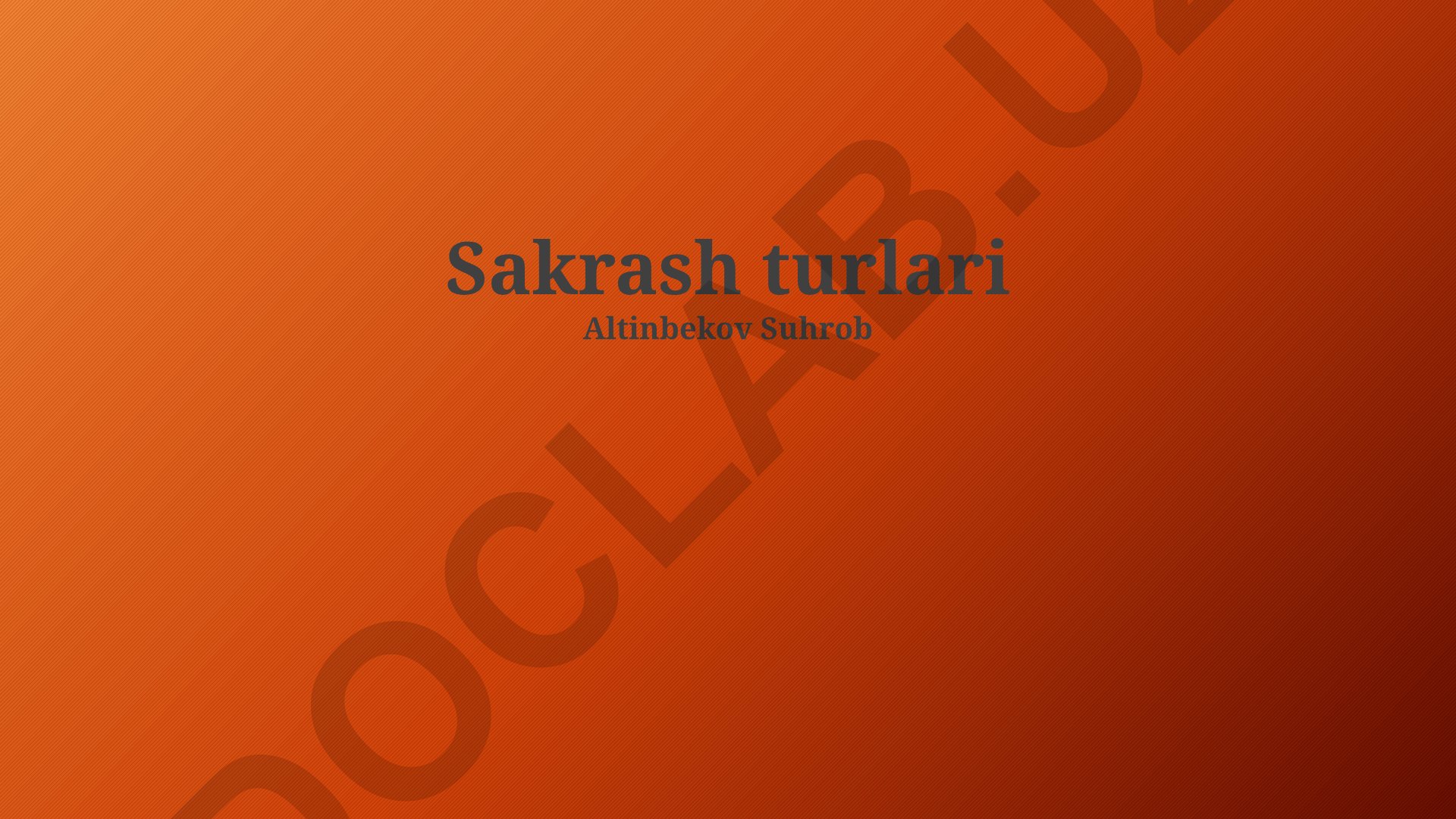 Sakrash turlari va texnikasi