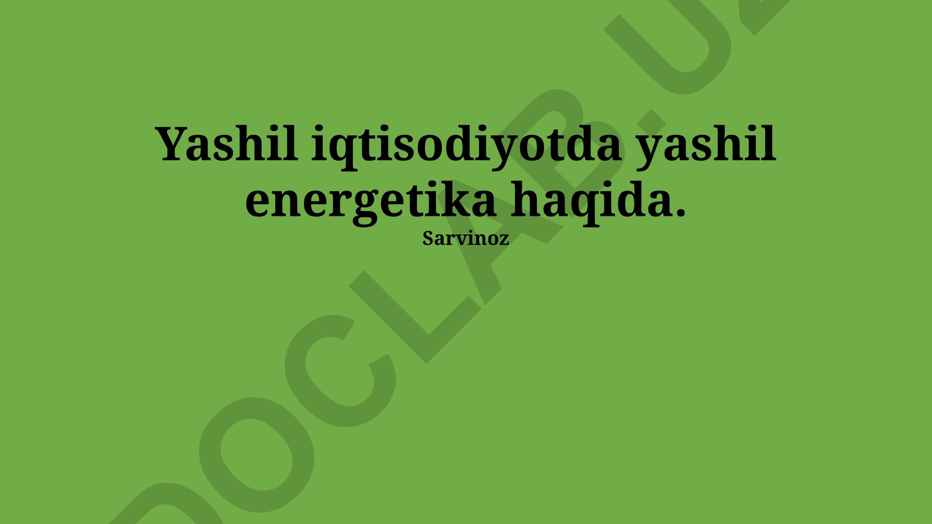 Yashil iqtisodiyotda yashil energetika