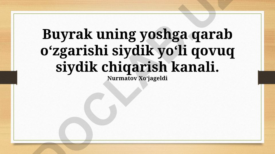 Buyrak va siydik yoʻllarining yoshga bogʻliq oʻzgarishlari