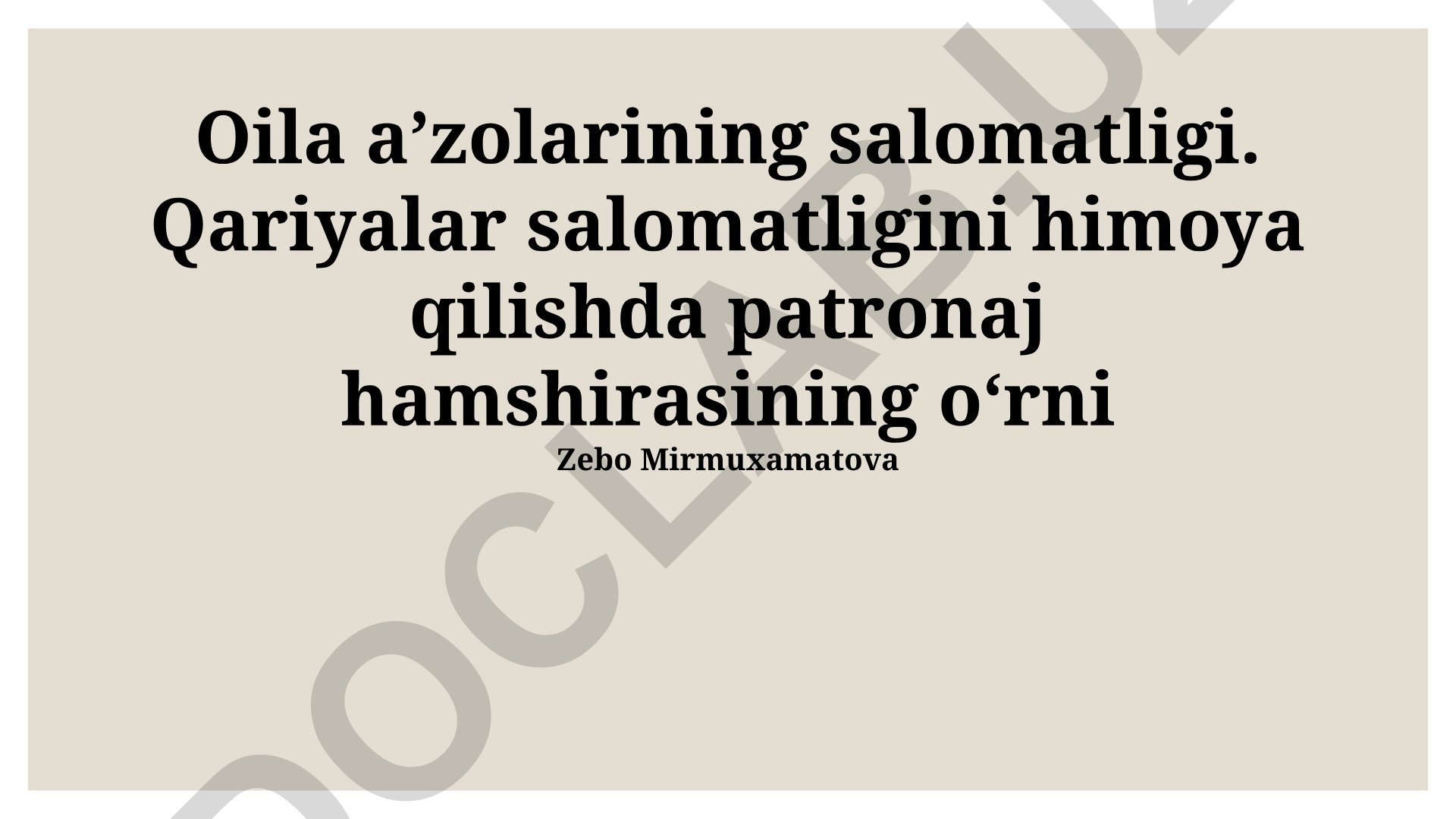 Oila aʼzolari va qariyalar salomatligini himoya qilishda patronaj hamshirasining oʻrni