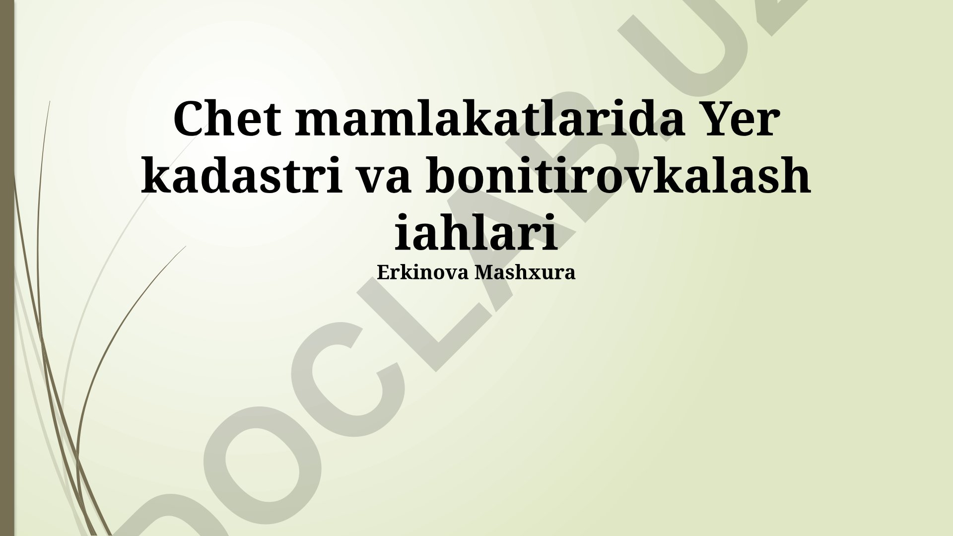 Chet mamlakatlarda yer kadastri va baholash tizimlari