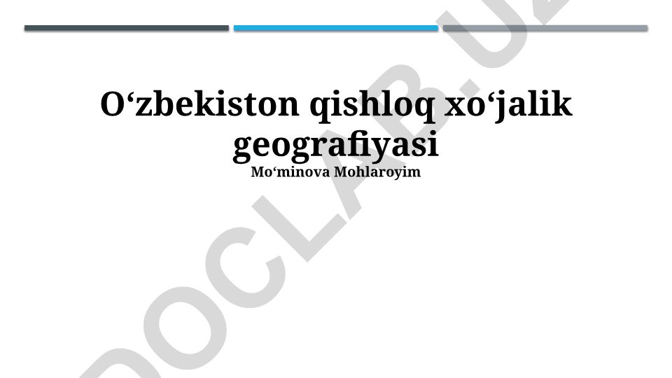 Oʻzbekiston qishloq xoʻjalik geografiyasi