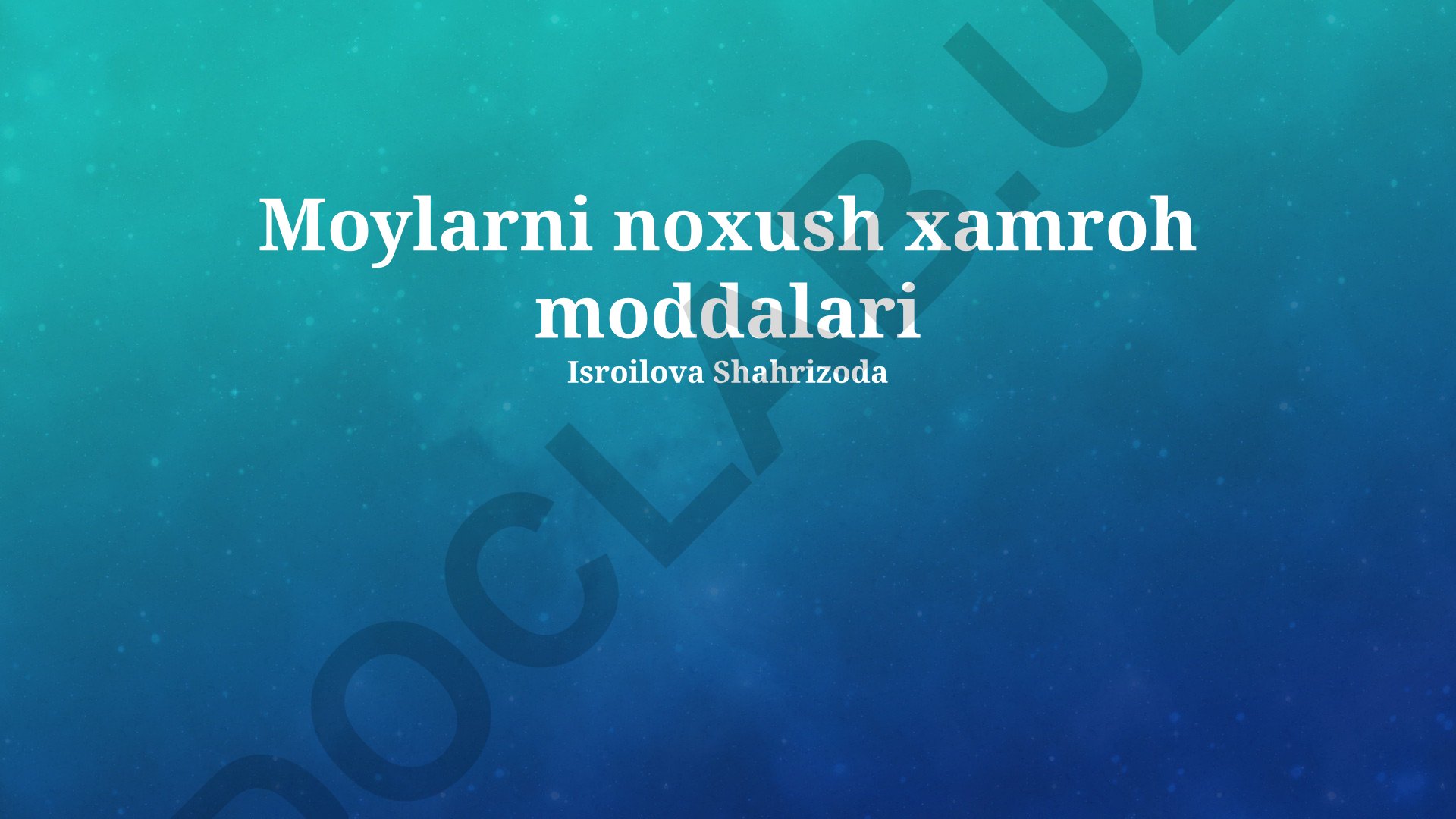 Moylarning zararli hamrohlari va ularga qarshi kurash