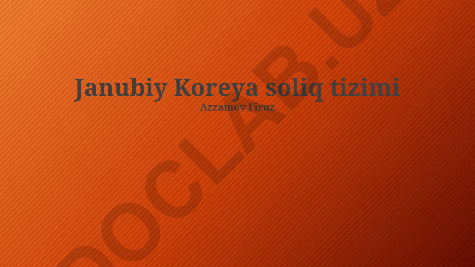 Janubiy Koreya soliq tizimi