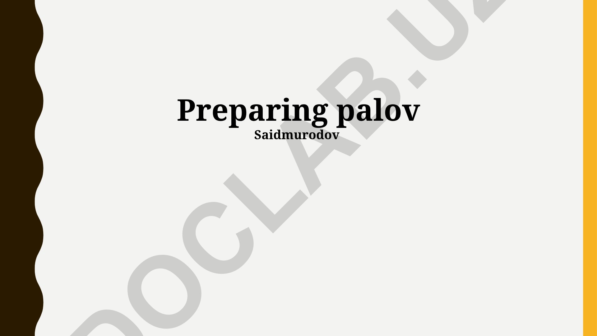Palov tayyorlash texnikasi va ingredientlar