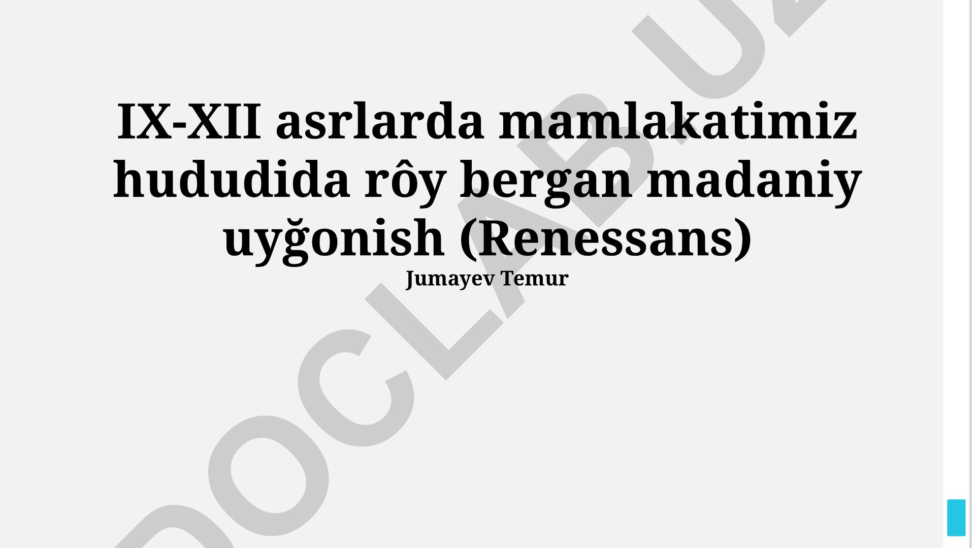 IX-XII asrlarda O'zbekiston hududidagi madaniy uyg'onish davri