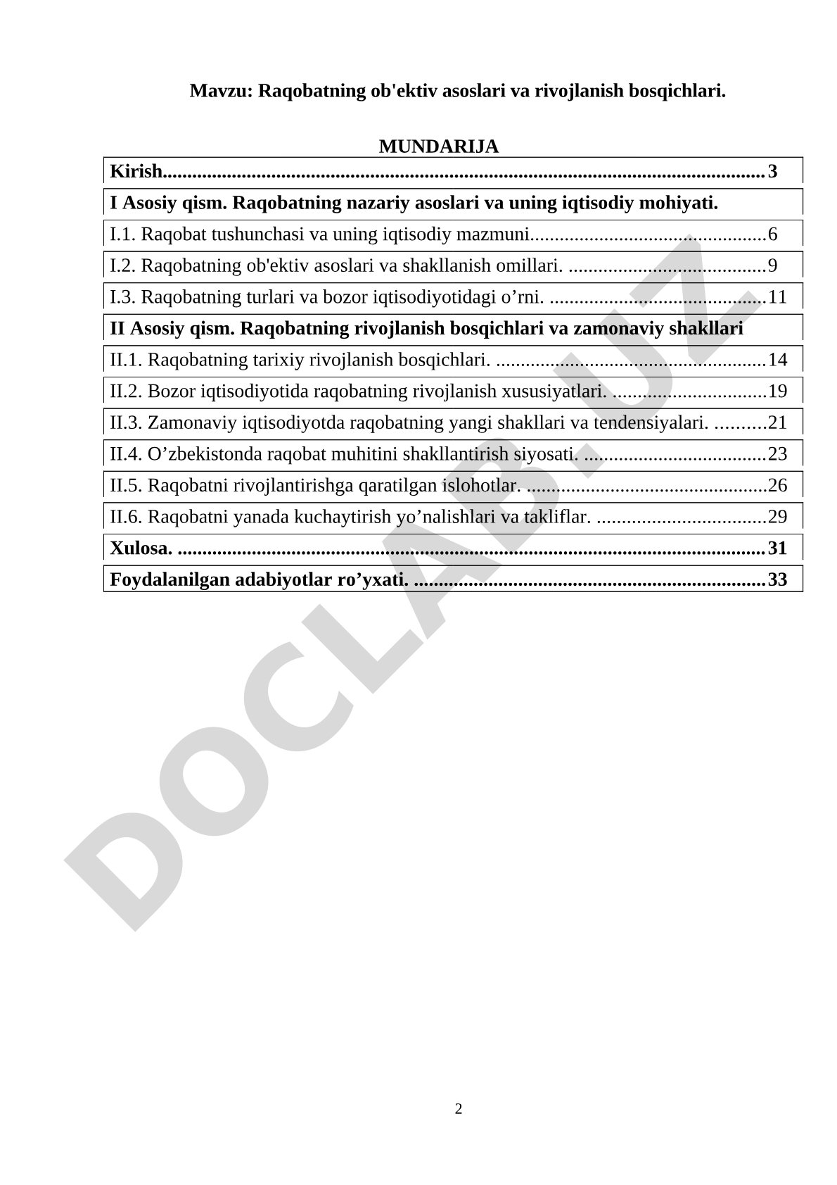 Raqobatning ob'ektiv asoslari va rivojlanish bosqichlari