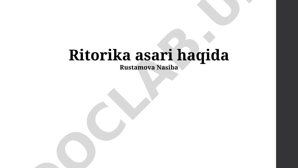 Ritorika asari haqida