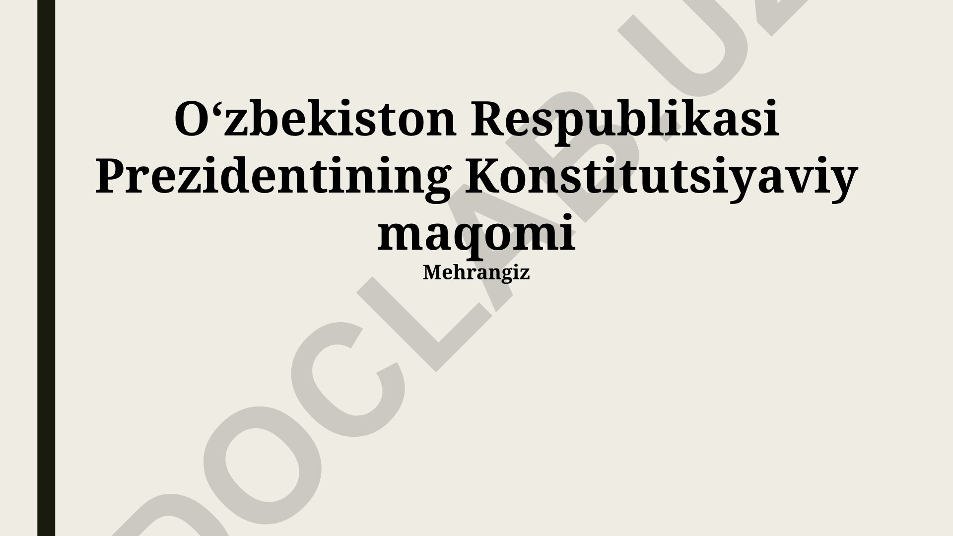 Oʻzbekiston Respublikasi Prezidentining Konstitutsiyaviy Maqomi