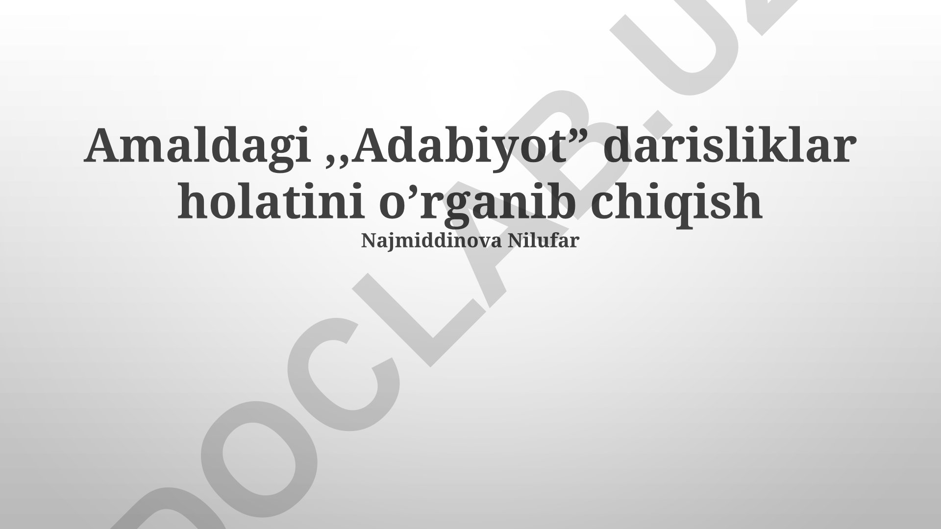 Amaldagi adabiyot darsliklari holatini o'rganish va tahlil