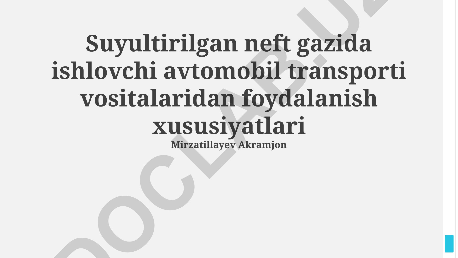 Suyultirilgan neft gazida ishlovchi avtomobil transporti vositalaridan foydalanish xususiyatlari