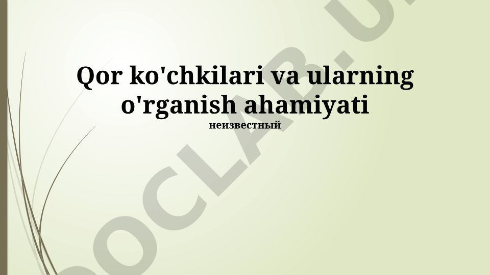 Qor ko'chkilari va ularning o'rganish ahamiyati