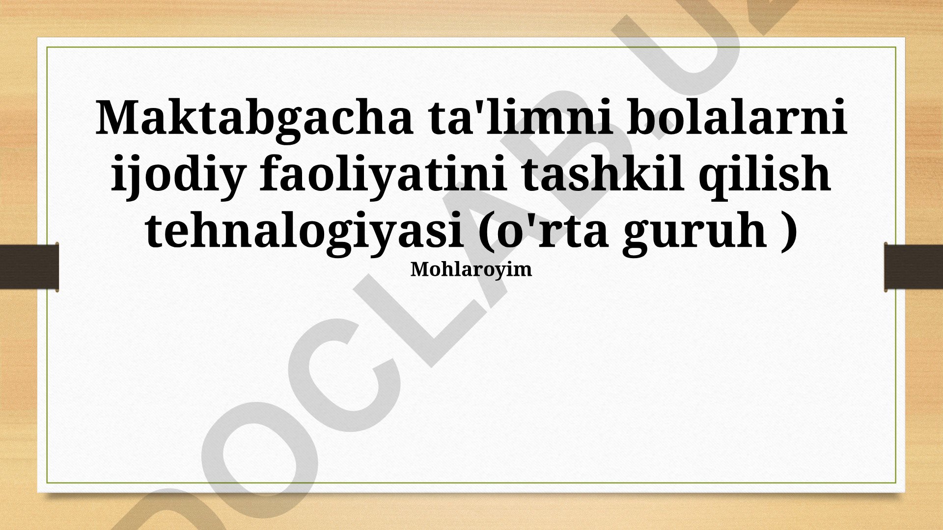 Maktabgacha ta'limda bolalarning ijodiy faoliyatini tashkil etish texnologiyalari (oʻrta guruh)