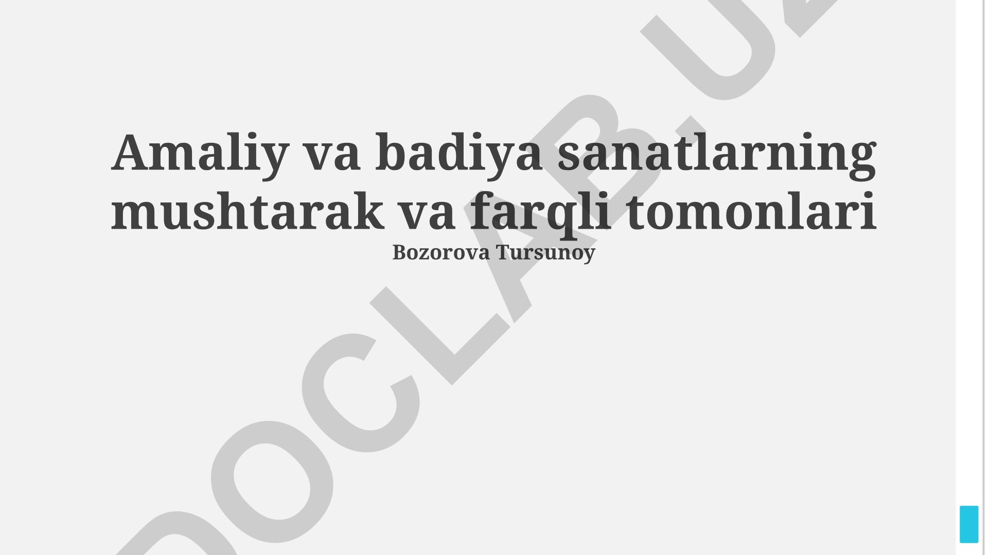 Amaliy va badiya sanatlarning mushtarak va farqli tomonlari