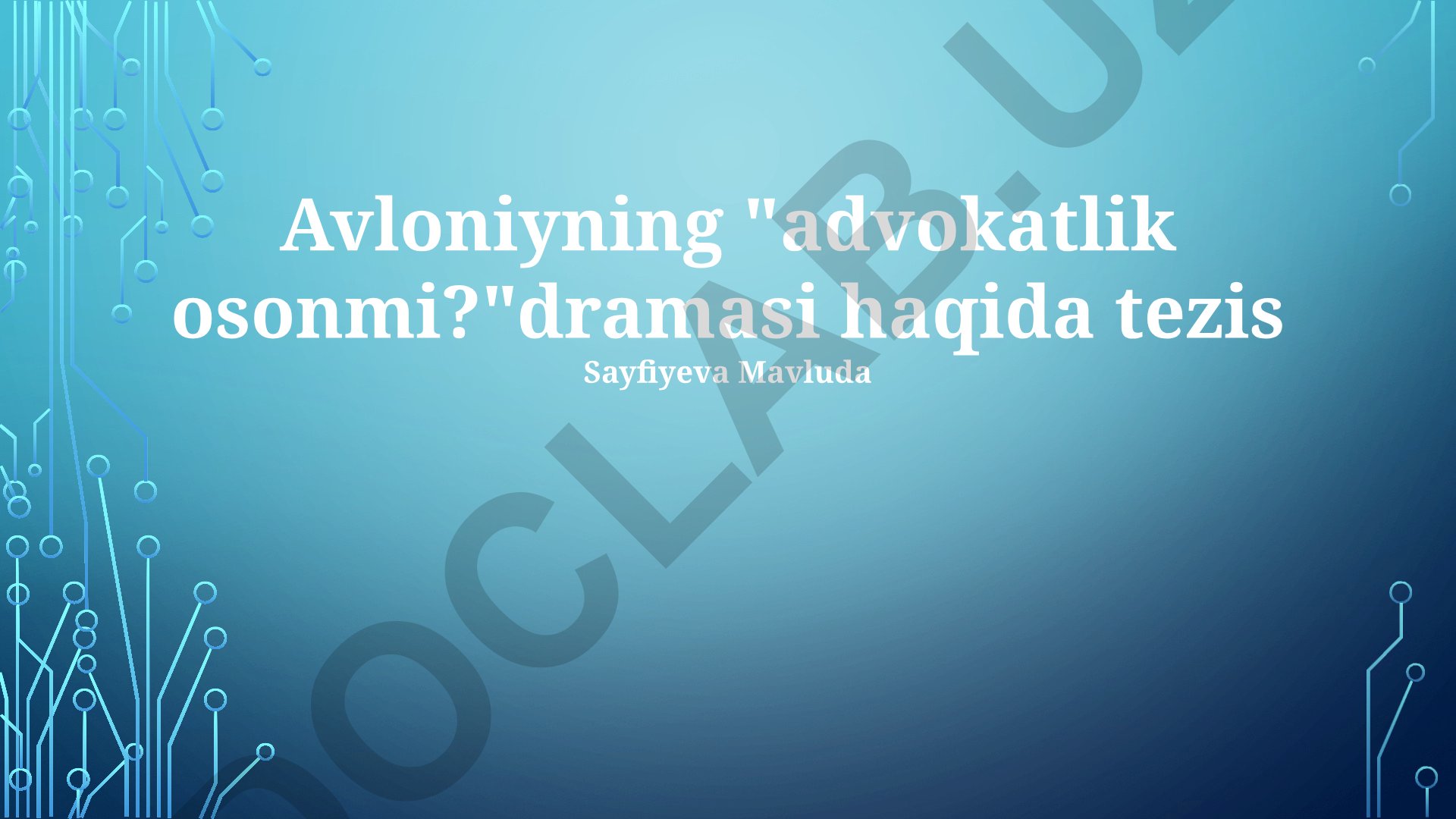 Avloniyning "Advokatlik osonmi?" dramasining tahlili