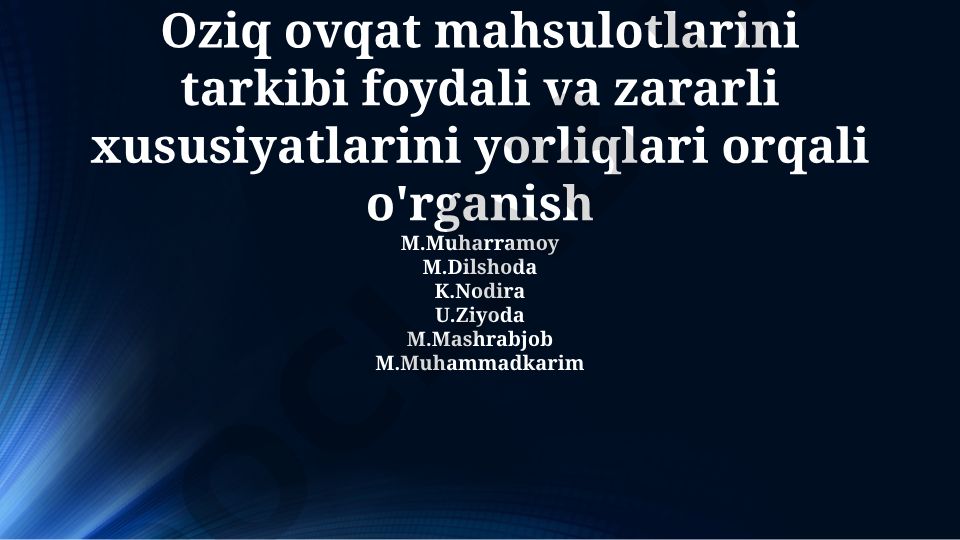 Oziq-ovqat mahsulotlari yorliqlarini o'rganish va tahlil qilish
