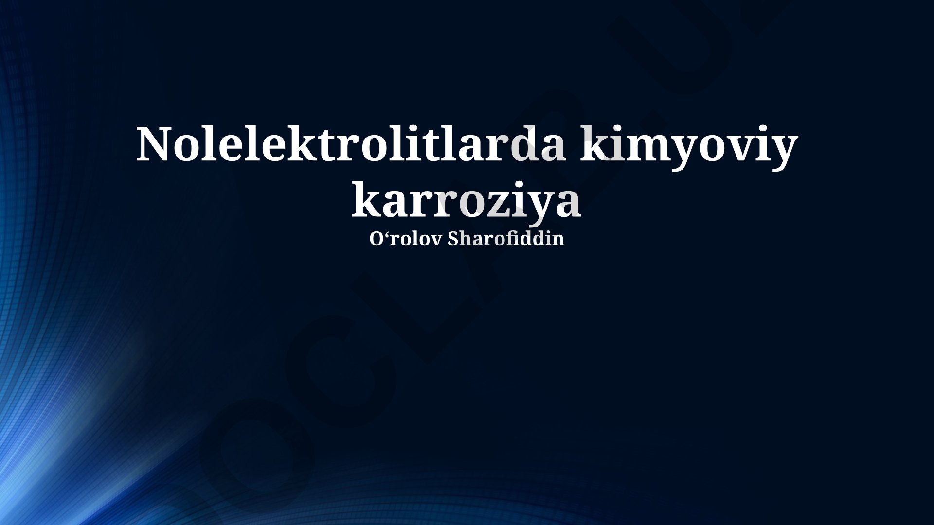 Nolelektrolitlarda kimyoviy karroziya