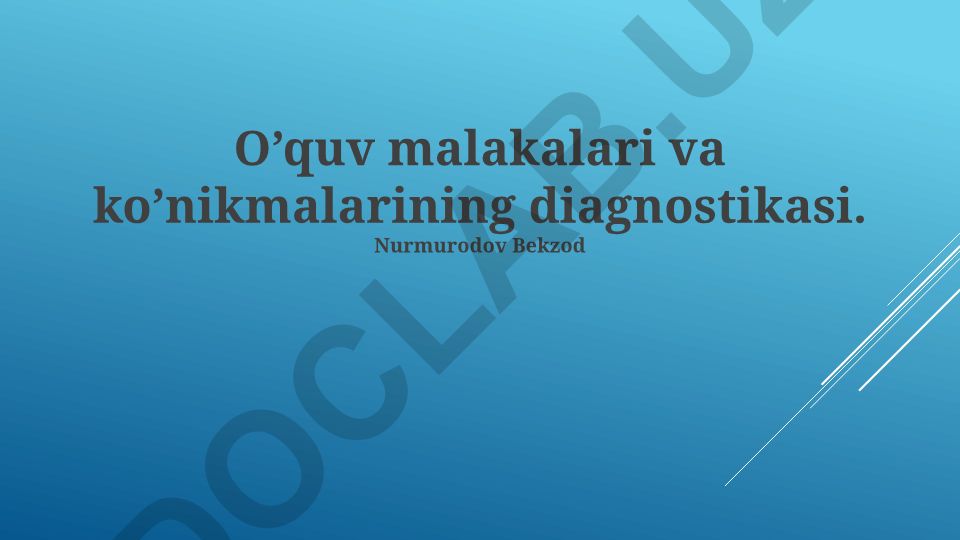 O'quv malakalari va ko'nikmalarining diagnostikasi