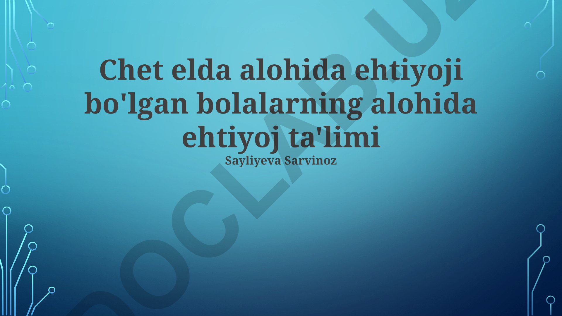 Chet elda alohida ehtiyoji bo'lgan bolalarning alohida ehtiyoj ta'limi