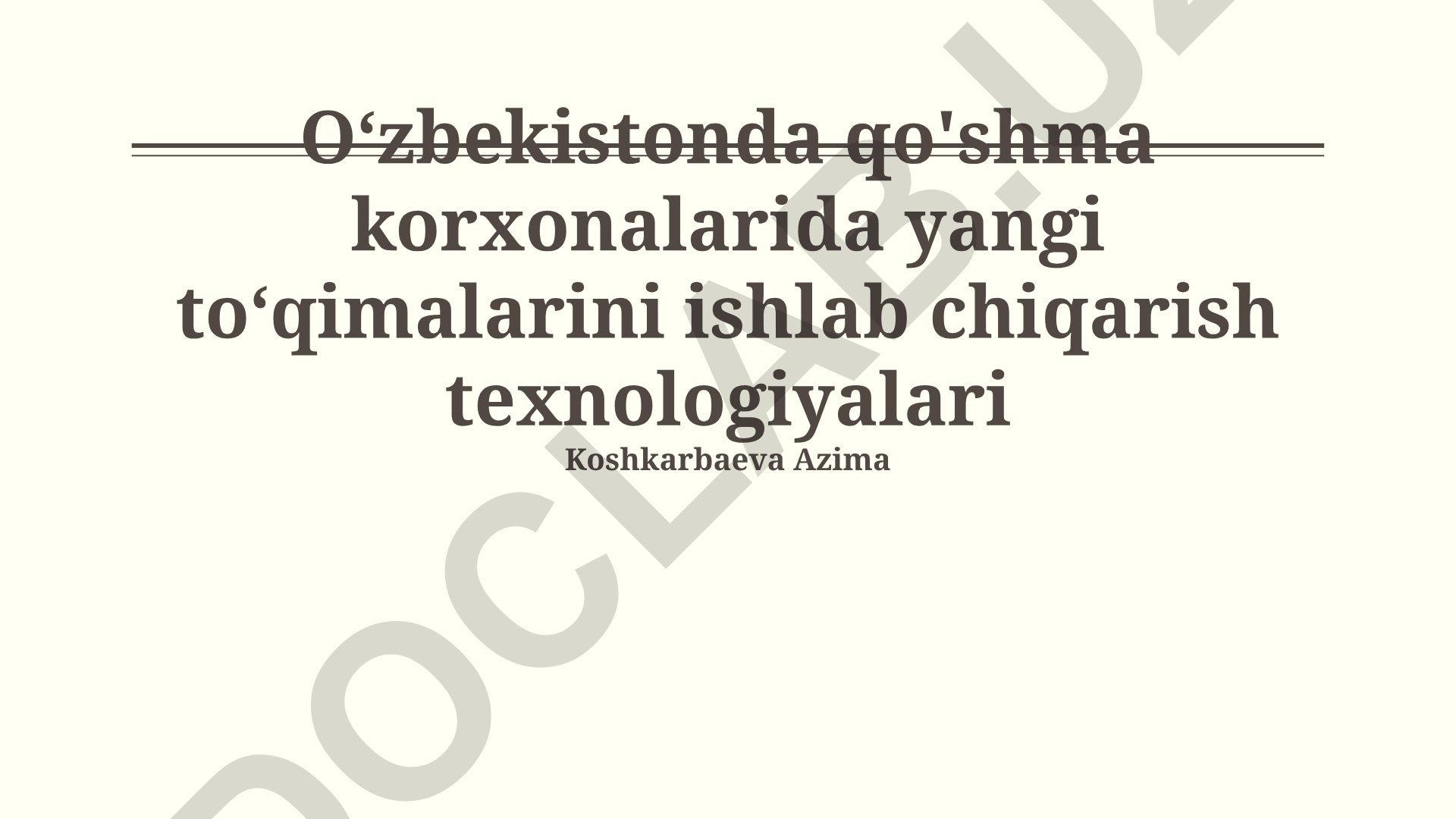 Oʻzbekistonda qoʻshma korxonalarda yangi toʻqimachilik texnologiyalari